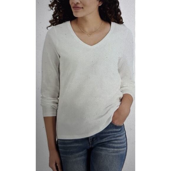 Style & Co long sleeve v neck white top - Picture 1 of 6